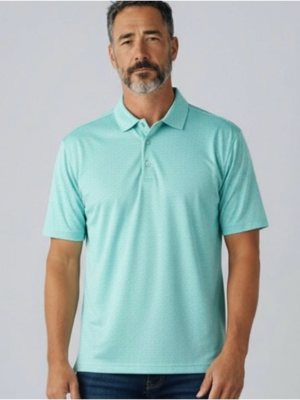 Greg Norman Collection Men's ML75 Play Dry Performance Golf Polo Aqua EUC